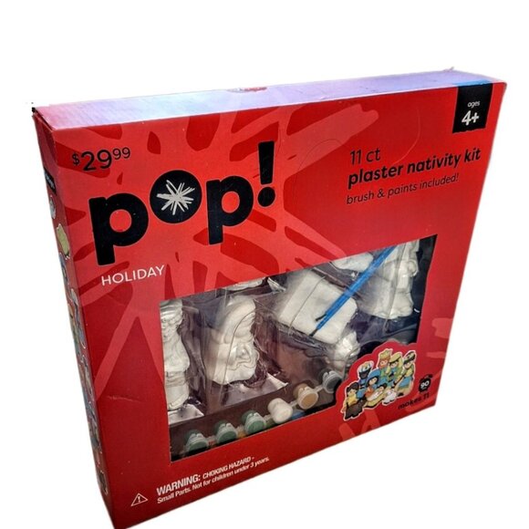 11 Piece Plaster Nativity Set w/Paint & Brushes NISP - Picture 1 of 6